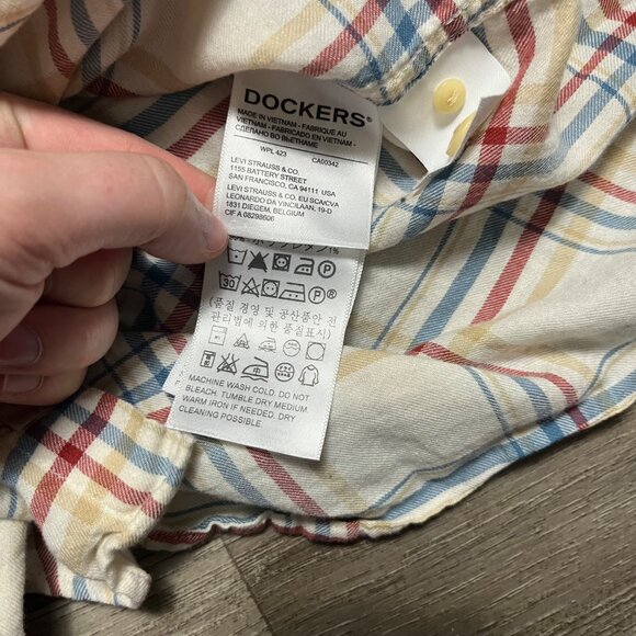 Dockers Windblown Twill Long Sleeve Slim Fit Plaid Shirt Multi Men’s Size S - Picture 7 of 9